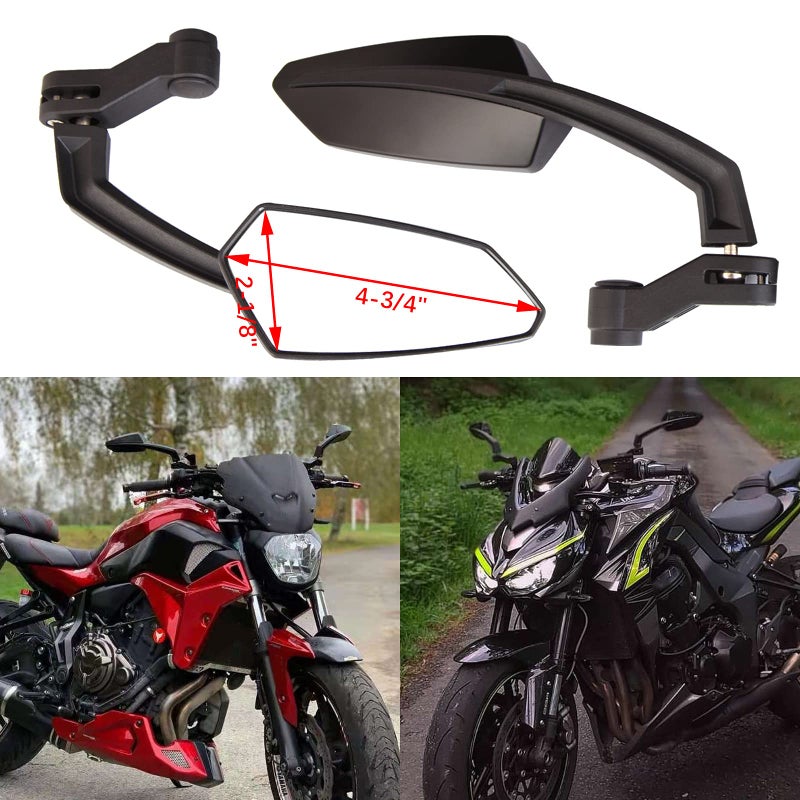 MISS MOLY Black Angled Motorcycle Side Mirrors 8/10mm Compatible with Honda Grom 125 Kawasaki Z125 - Image 2